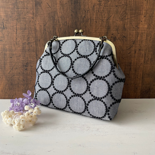 新作 口金24cm縦長め がま口 ミナペルホネン タンバリン 大きめ お財布