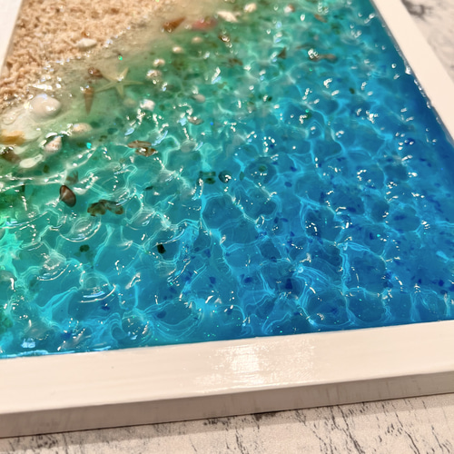 オーダー品 波紋アートパネル 古宇利島 グラデーション 海 レジン