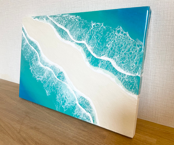 オーシャンアート 波レジンアート B4サイズ 海 ターコイズブルー