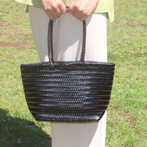 牛革 革編み込み かごバッグ 籠 トートバッグ レザー メッシュ鞄 BAG