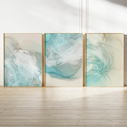 アートポスター 北欧風 シンプルモダン 抽象画 ターコイズ ミント