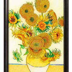 油絵 静物画『ひまわり＊ゴッホ模写』肉筆1点物 名画 R12.19-N4 絵画