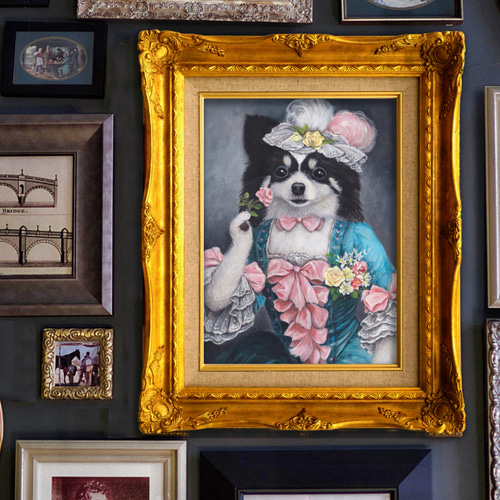 額縁有＊キャンバスにうちの子の肖像画＊オーダーメイド＊洋服＊犬＊猫