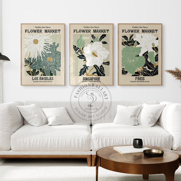アートポスター フラワーマーケット ボタニカル レトロ 北欧風 モダン