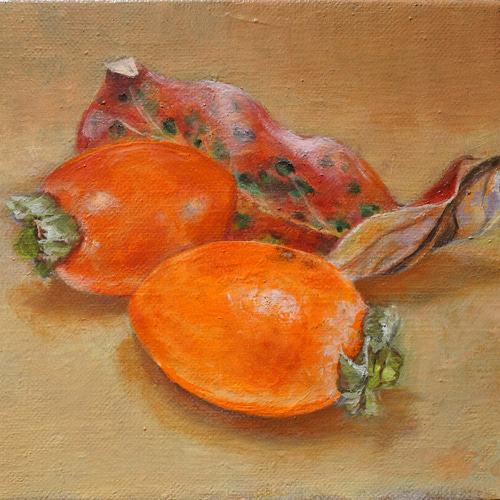柿の油絵F0ゼロ号原画 絵画 mimoza 通販 15076404｜Creema(クリーマ