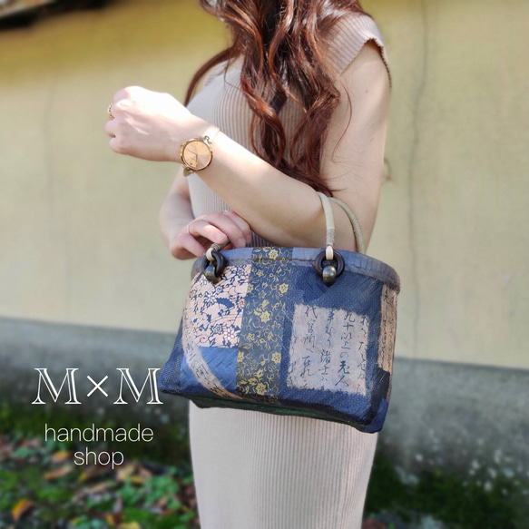 ◇送料込み◇一閑張り◇花柄和紙ミニかごバッグ かごバッグ M×M 通販
