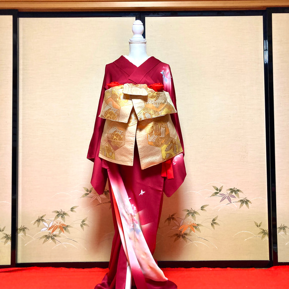 竜宮 九 清千穂花魁双装冠だらり2Way帯『亀甲羅紗紋楽遊尽』 和装小物