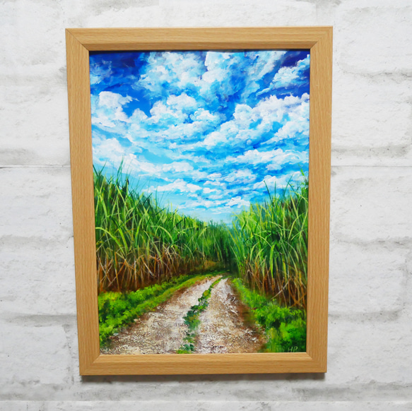 油絵 油彩 油彩画 絵 絵画【サトウキビ畑の空】 絵画 HR 通販