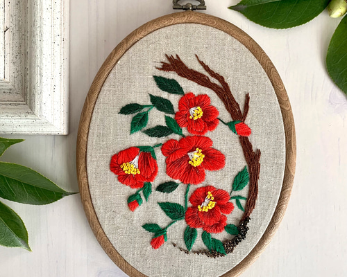 受注製作》椿 winter garden 刺繍タペストリー タペストリー・壁掛け L