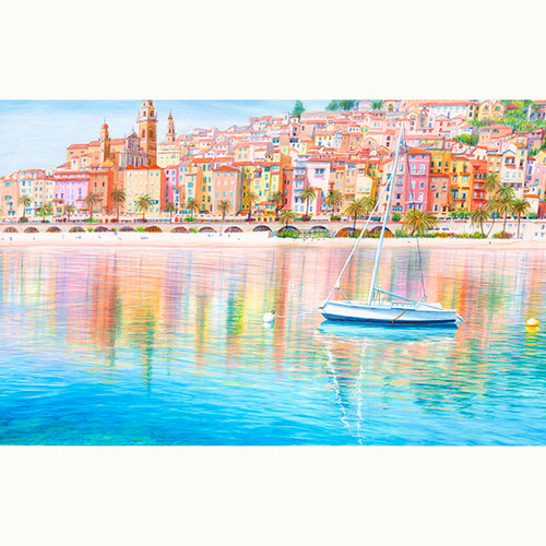 額57cmイタリア版画化 コートダジュール Menton フランス ヨーロッパ