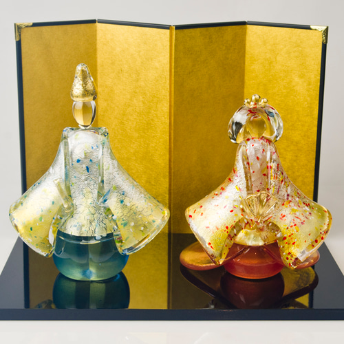 ガラスのお雛様 「 雅 -立雛- 」 雛人形 桃の節句 春色 ひな人形・雛