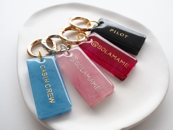 全5色【ビビッド×マーブルL】名入れ レジン キーホルダー プチギフト