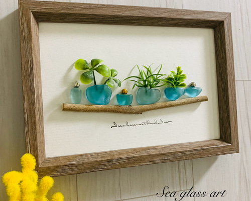 シーグラスアート 癒し 海の宝石 ガラス細工 インテリア雑貨 北欧 観葉