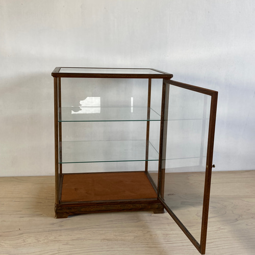 古い木製ガラスケース 3段 卓上 ショーケース 棚・シェルフ・ラック n