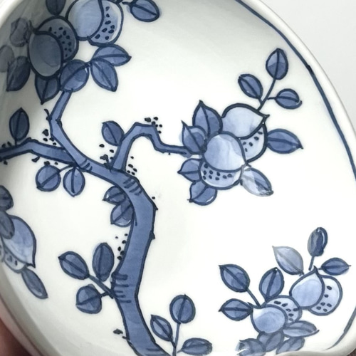 桃尽くし小鉢 形は実・絵柄は桃の木 京焼 染付磁器【春の新作】 お椀