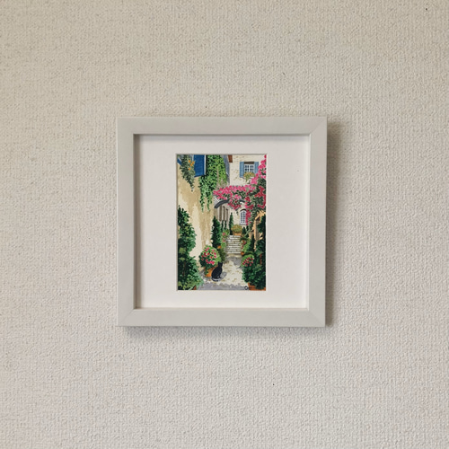 花の咲く路地03」透明水彩画 原画 風景画 ハガキサイズ 絵画 Oni 通販