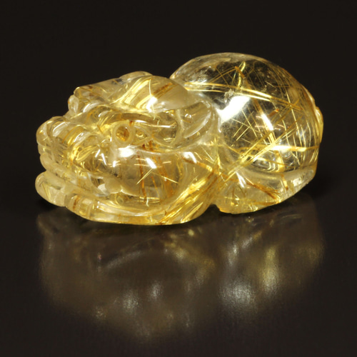 最終価格！ルチル 貔貅 水晶彫刻 貔貅（ヒキュウ） （ルチルクォーツ