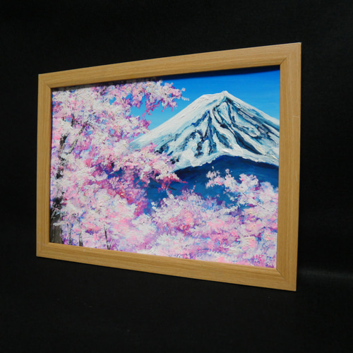 油絵 油彩 油彩画 絵画 絵 【桜の富士山】 絵画 HR 通販 15336578