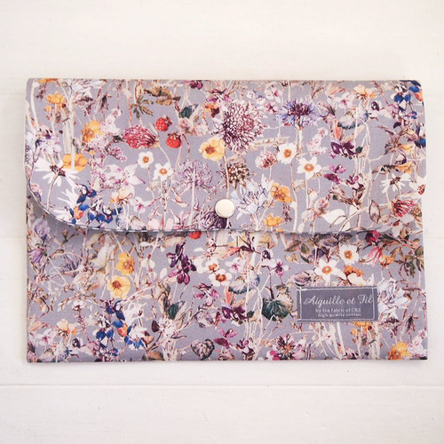 リバティ 母子手帳ケース ワイルドフラワーズ/グレー B6サイズ マルチ