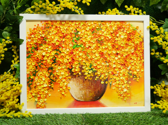 油絵 油彩 油彩画 絵 絵画 【ミモザ】 絵画 HR 通販 15370776