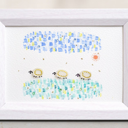 シーグラスアート/ハンドメイド/原画/水彩画 /手描きイラスト