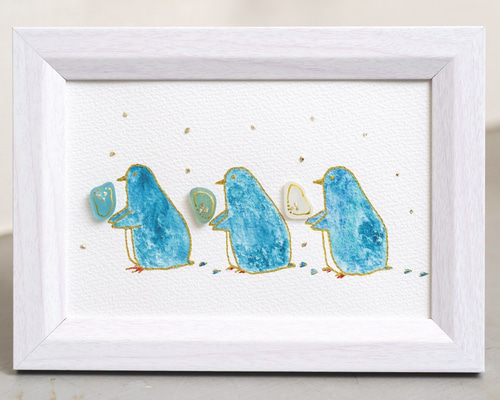 シーグラスアート/ハンドメイド/原画/水彩画 /手描きイラスト