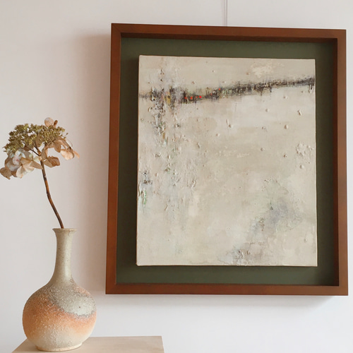 油彩画 : 開 光市 「繕う」キャンバス 20号P型 額装 油彩画 : 開 光市