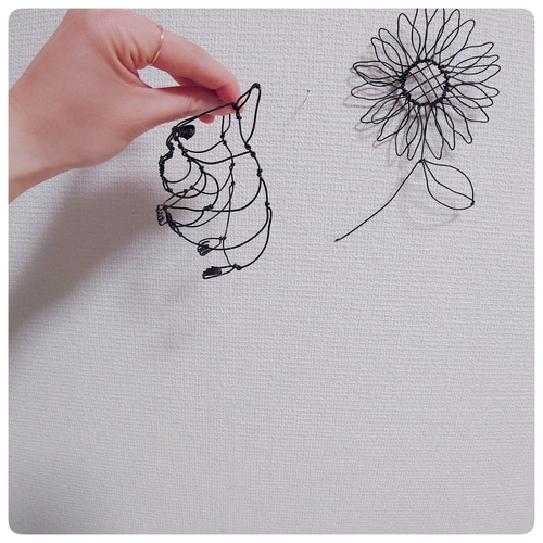 ワイヤーアート ハムスターちゃんとひまわり 立体・オブジェ -cm