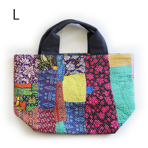カンタ刺繍パッチワークキルトのトートバッグ【Lサイズ/L】 トート