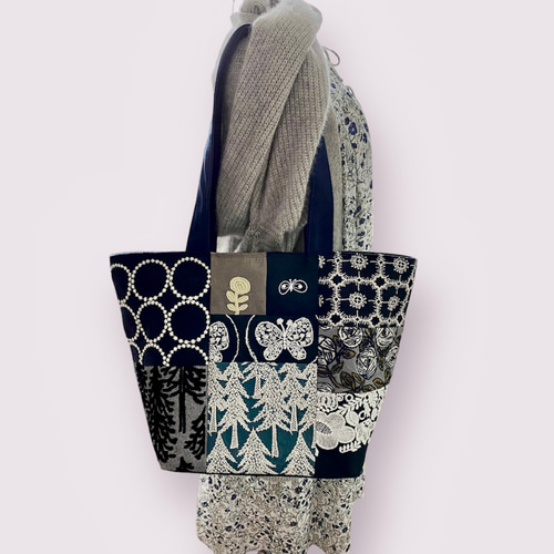 ミナペルホネン Lサイズ パッチワーク 肩がけ トートバッグ トート