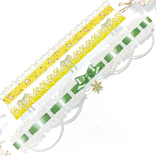 s-226○海外マスキングテープ 切り売り ／ 海外マステ レース リボン