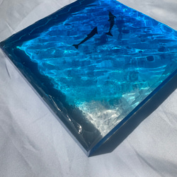 新作 インテリアアートブロック ラージ エメラルドブルーの海と