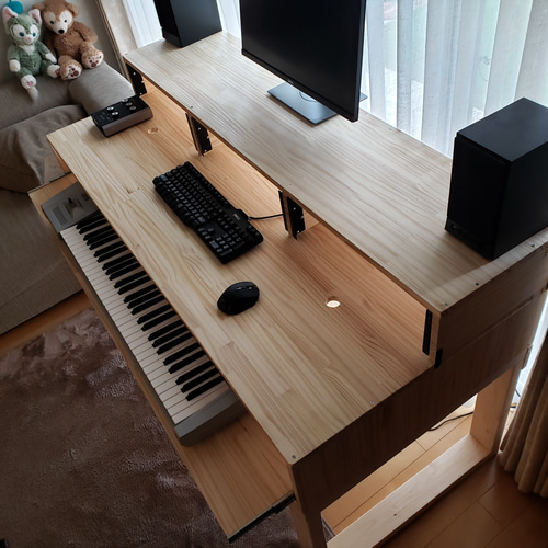 DTMデスク S-152-70 3Uラック付き キーボード シンセサイザー DAW