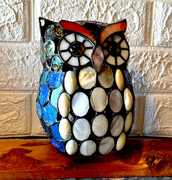 ステンドグラス ふくろうランプM スタンドライト・テーブルランプ