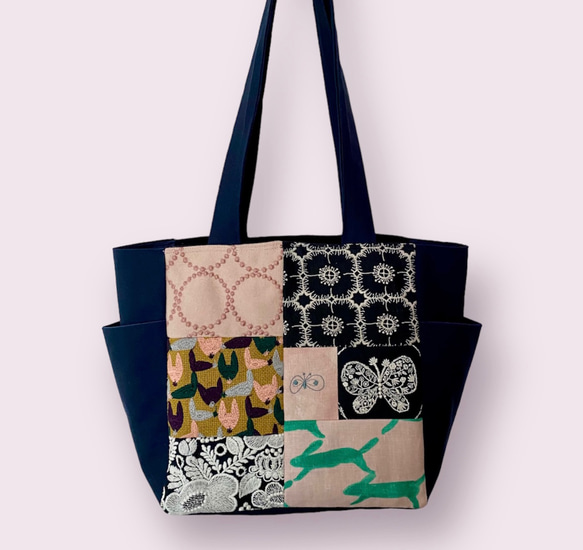 ミナペルホネン パッチワーク Mサイズ 肩がけ ポケットトートバッグ