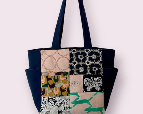 ミナペルホネン パッチワーク Mサイズ 肩がけ ポケットトートバッグ