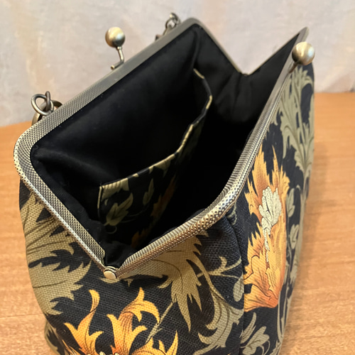 ウィリアムモリス アネモネ バンブー がま口 バッグ ハンドメイド 和装