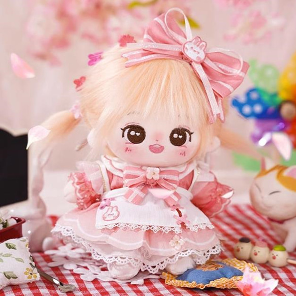 20cmぬいぐるみ服 着せ替えぬいぐるみ 桜奇跡セット ぬい服 蝶結び髪