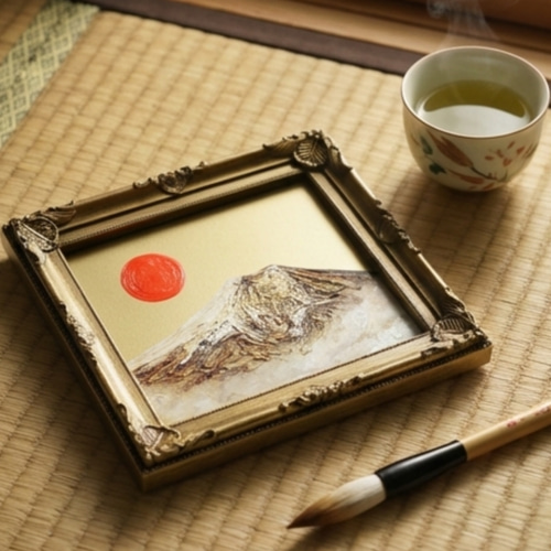 油絵 油彩 油彩画 絵 絵画 ミニ絵画【黄金富士山】 絵画 HR 通販