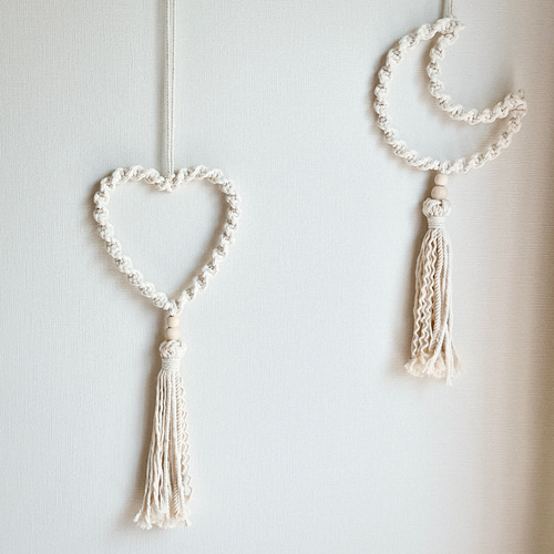 月のマクラメタペストリー☽◌ ムーンタペストリー マクラメ タッセル