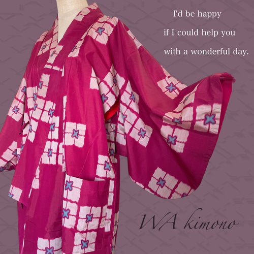 アンティーク銘仙 作務衣コート 着物リメイクレトロ 昭和 大正ロマン