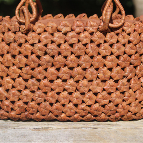 99014六角花結び編み 山葡萄 かごバッグ やまぶどう 山ぶどう カゴ