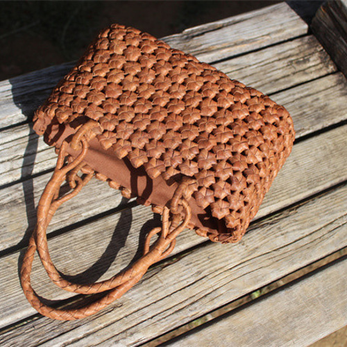 99014六角花結び編み 山葡萄 かごバッグ やまぶどう 山ぶどう カゴ