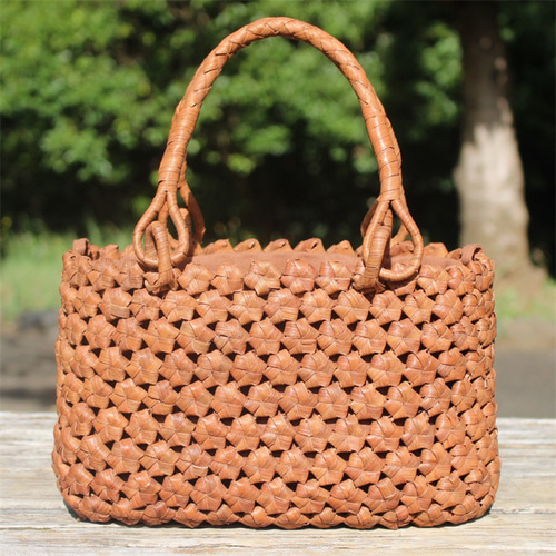 99014六角花結び編み 山葡萄 かごバッグ やまぶどう 山ぶどう カゴ