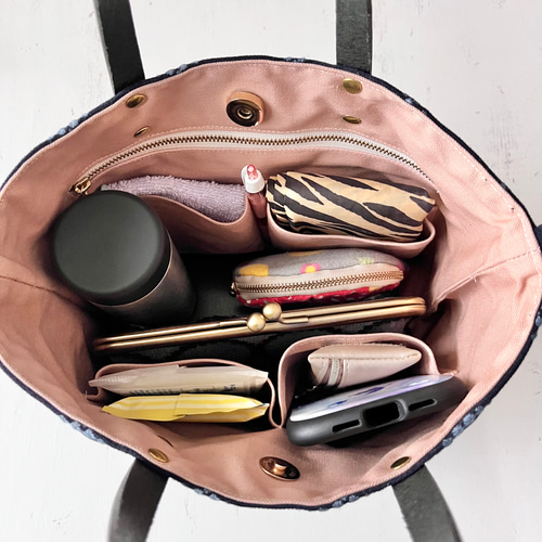 Sサイズ ミナペルホネン dop タンバリン トートバッグ ネイビー 機能