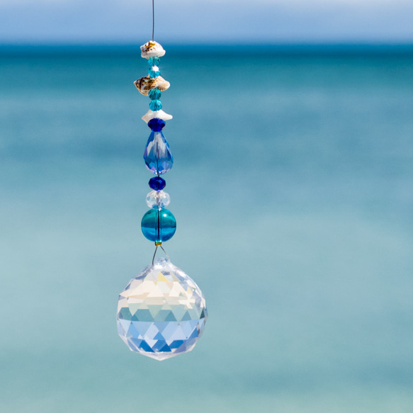 サンキャッチャー 海 30mm ブルー 青 風水 幸福を呼ぶインテリア