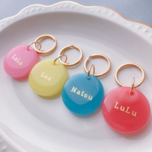 名入れ】全50色❤両面文字入れOK【ラウンドチャーム】レジン