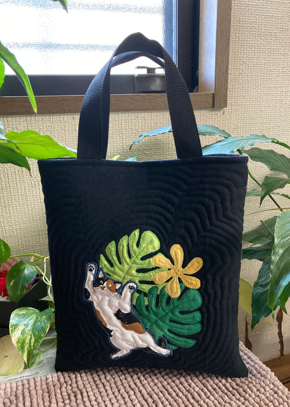 ハワイアンキルトバッグ 猫バッグ トートバッグ パッチワーク