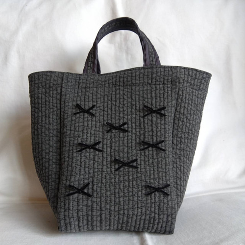 ☆シティトート☆ ダークグレー ベルベットリボン ヌビバッグ トート