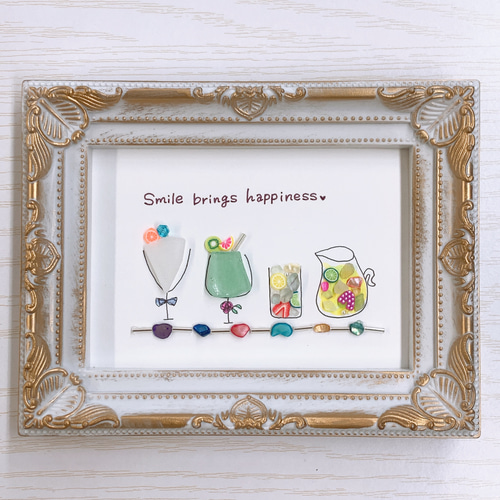 シーグラスアート オシャレなカクテルサングリア 立体・オブジェ